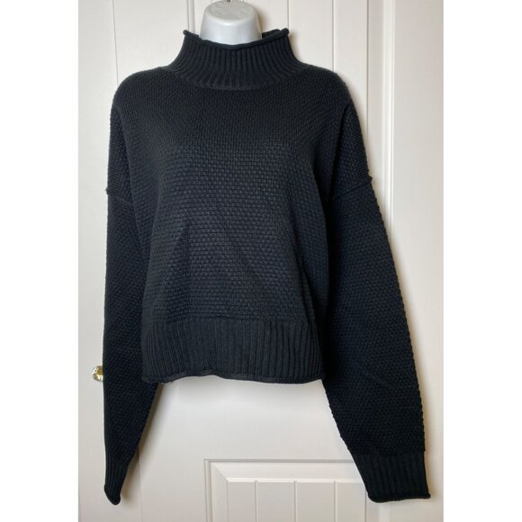 Double Zero Black Mock Neck Knit Turtleneck Sweater Size Large - Picture 1 of 8